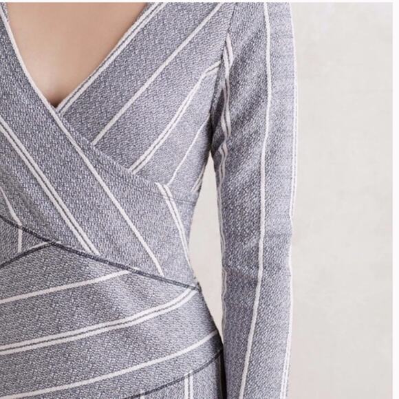 Anthropologie Maeve Wrapped Stripe Column Navy/White Sheath Dress - Picture 3 of 10